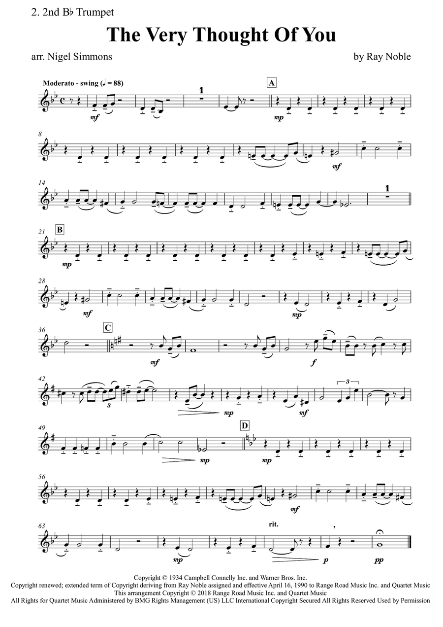The Very Thought Of You Brass Quintet scores gallery preview page 5