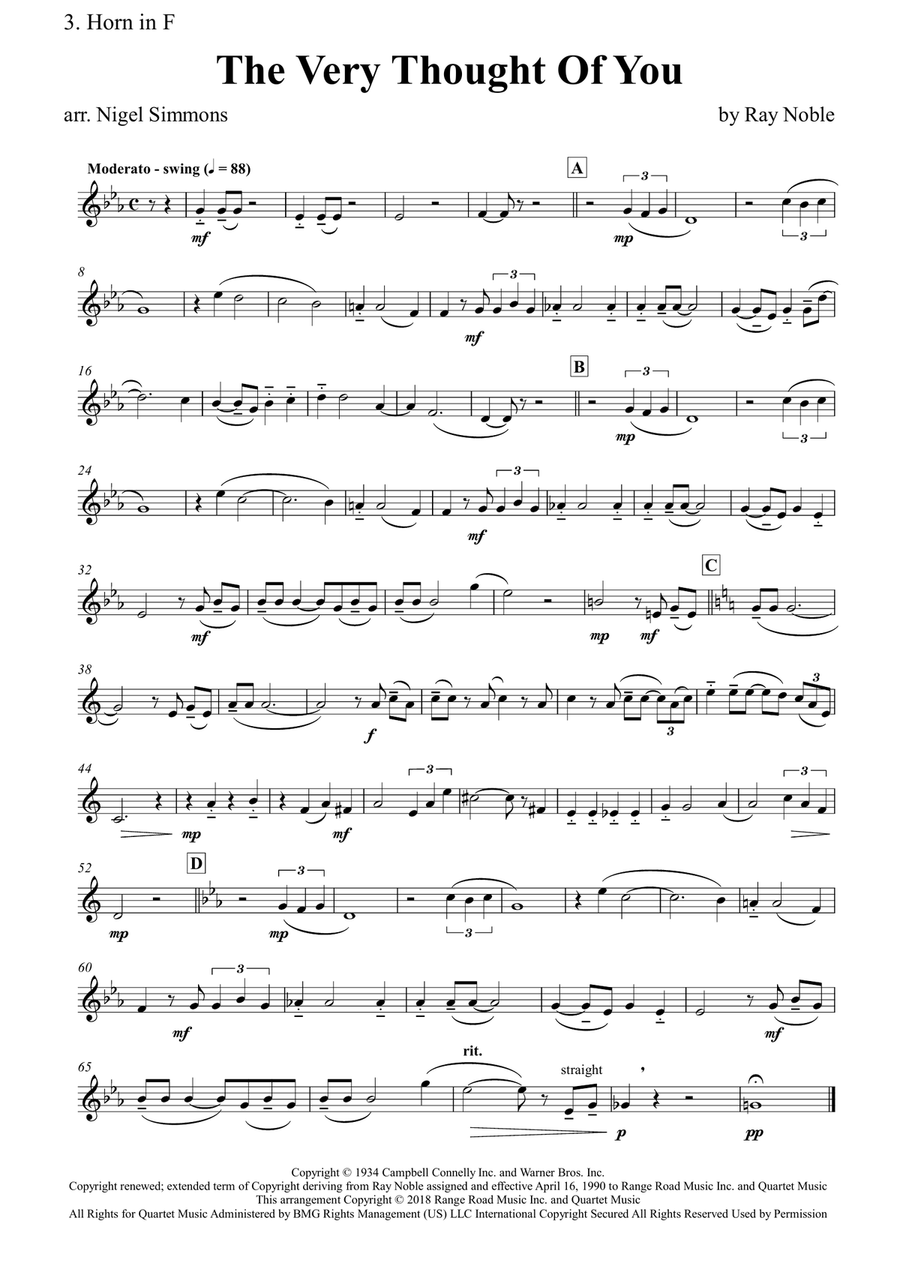 The Very Thought Of You Brass Quintet scores gallery preview page 6