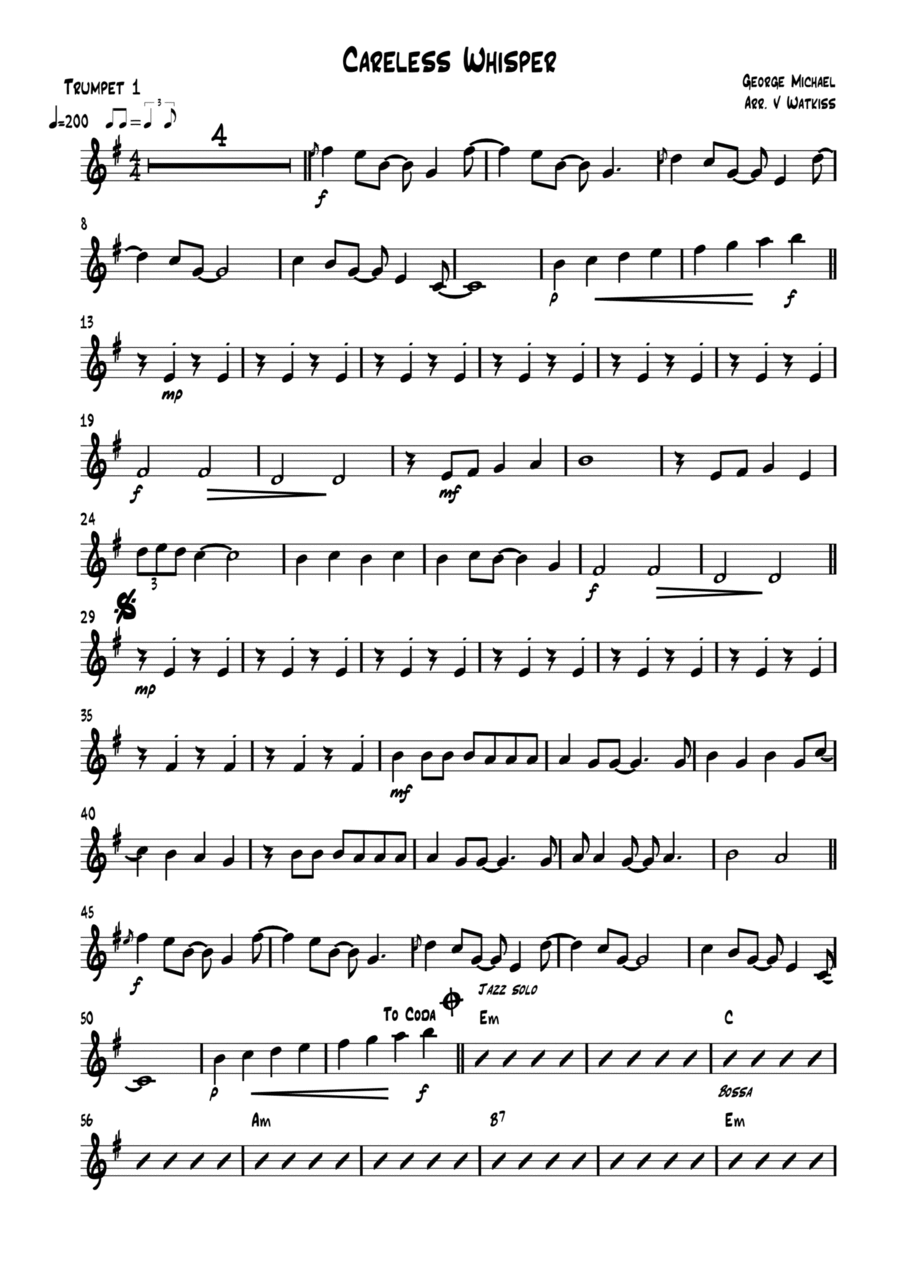 Careless Whisper Trombone scores gallery preview page 1