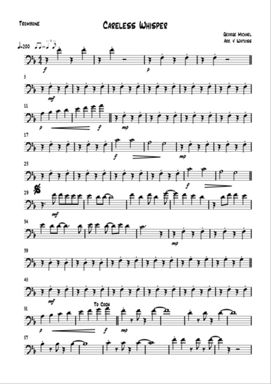 Careless Whisper Trombone scores gallery preview page 5