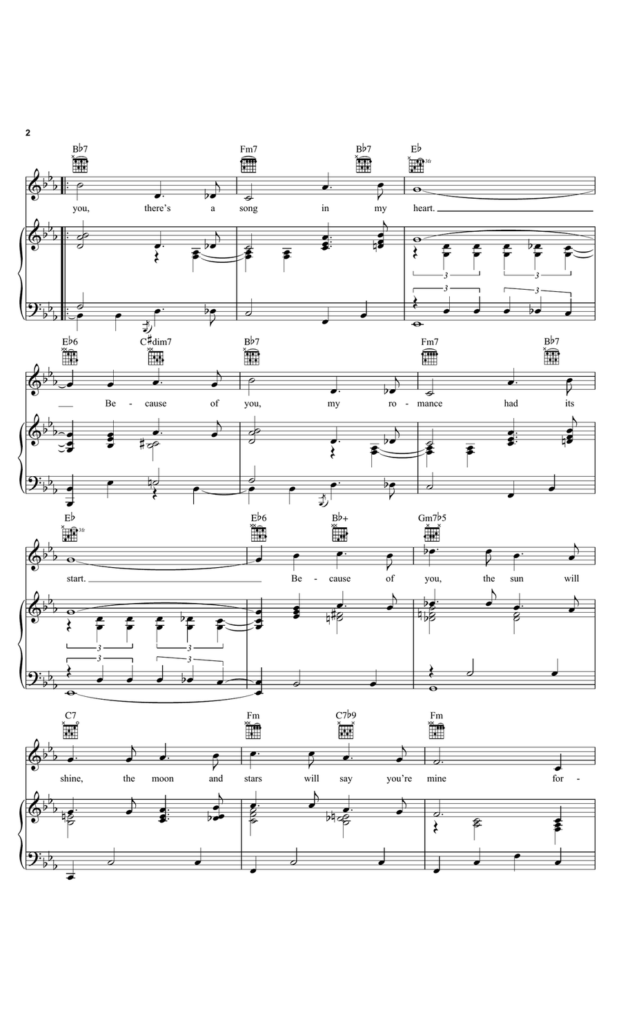 Because Of You Because Of You Piano, Vocal, Guitar scores gallery preview page 2