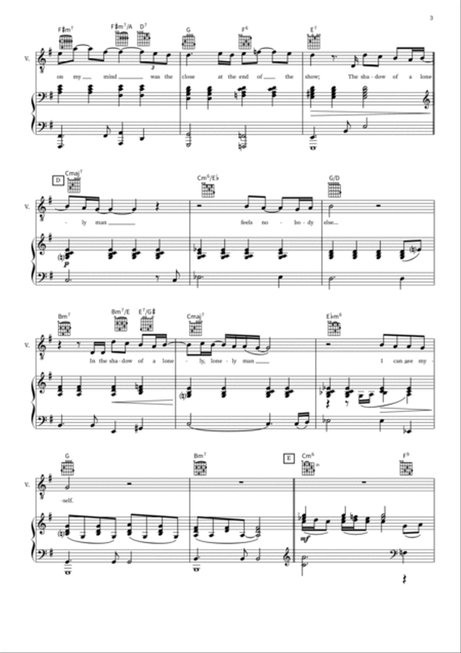Shadow Of A Lonely Man Piano, Vocal, Guitar scores gallery preview page 3