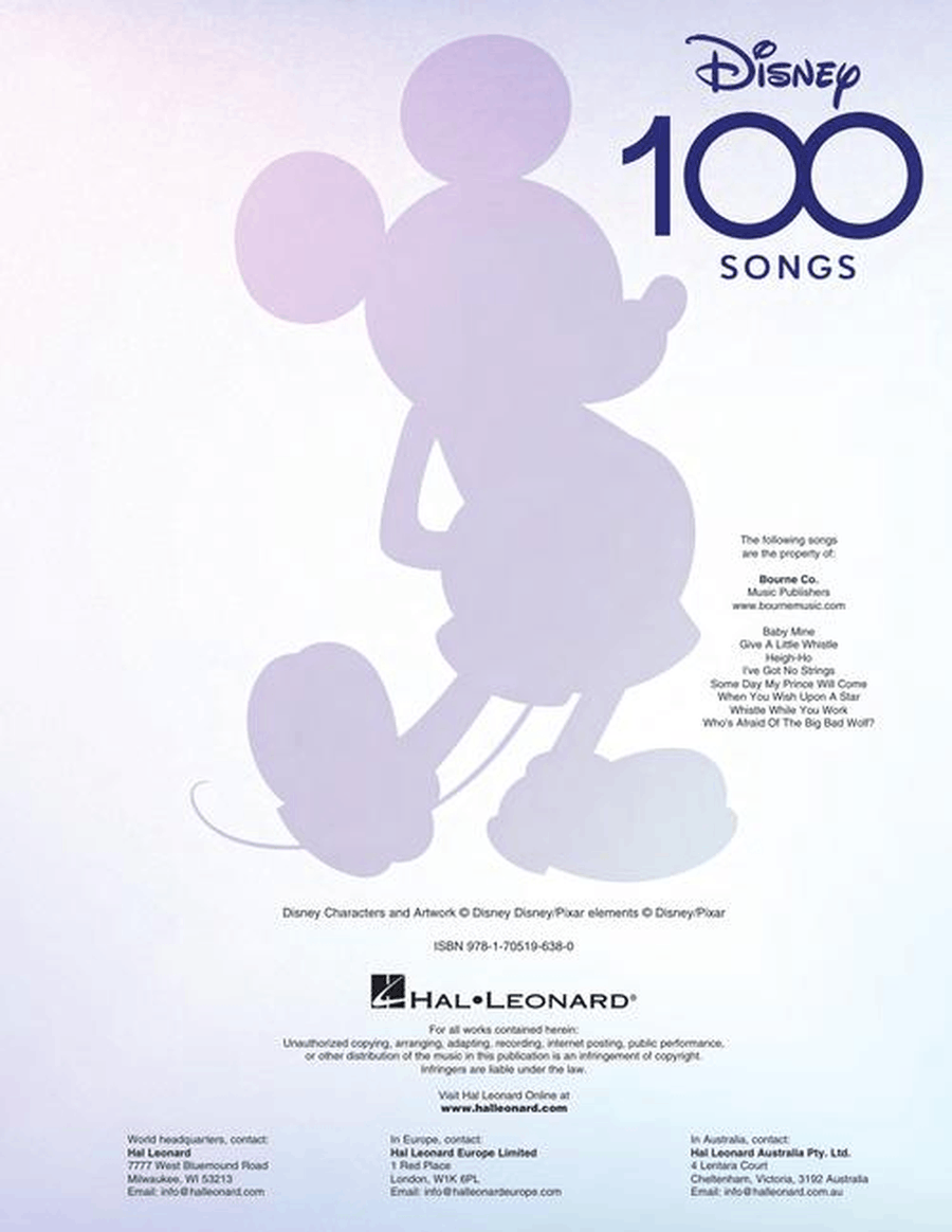 Disney 100 Songs Piano scores gallery preview page 3