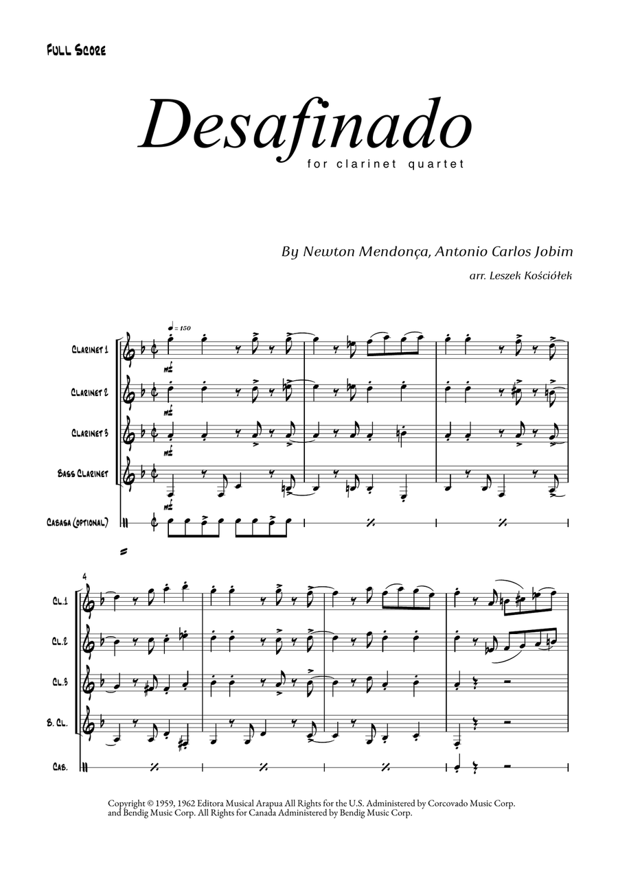 Desafinado Desafinado Clarinet Quartet scores gallery preview page 4