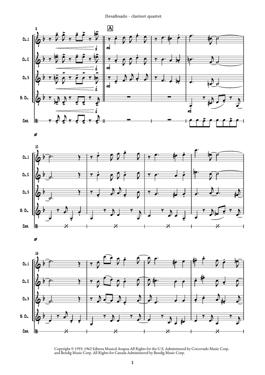Desafinado Desafinado Clarinet Quartet scores gallery preview page 5