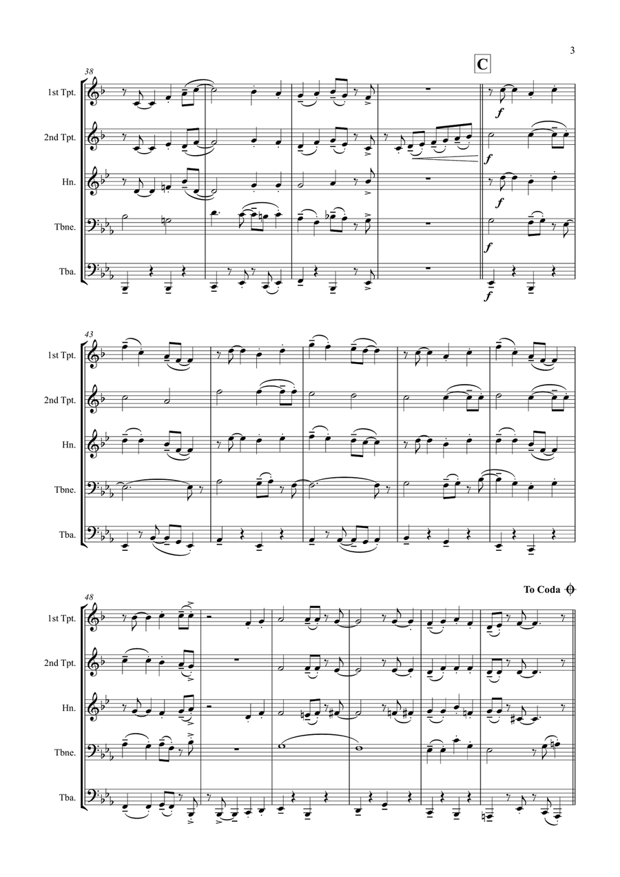 Waltzing Matilda Brass Quintet scores gallery preview page 3