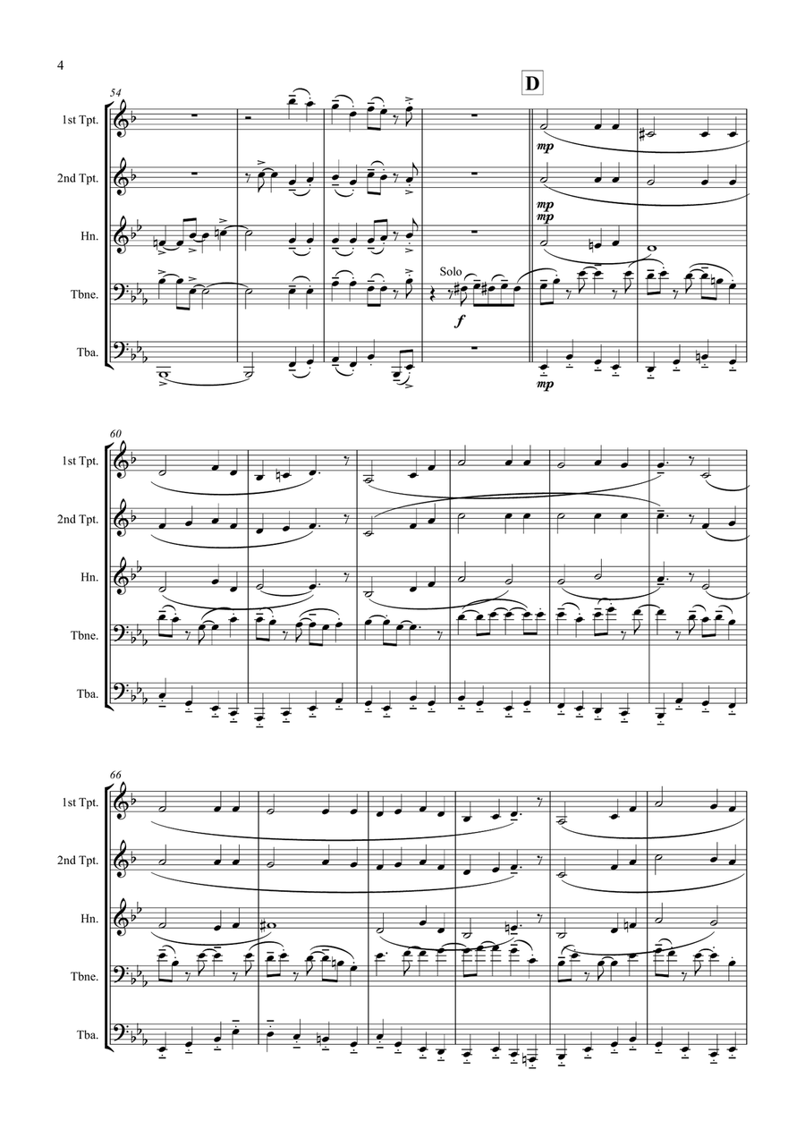 Waltzing Matilda Brass Quintet scores gallery preview page 4