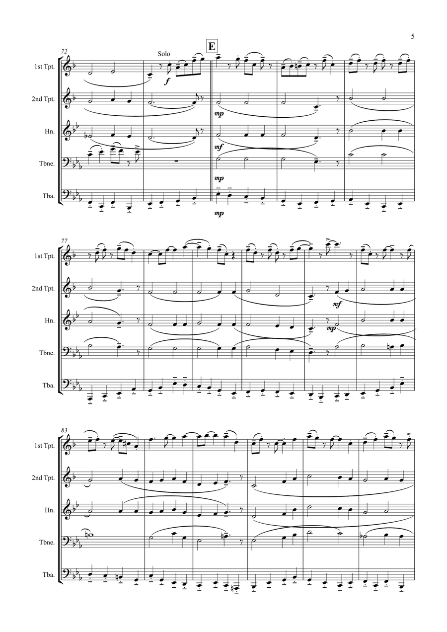 Waltzing Matilda Brass Quintet scores gallery preview page 5