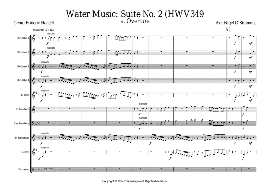Water Music Suite No. 2 HWV349 Brass Ensemble scores gallery preview page 3