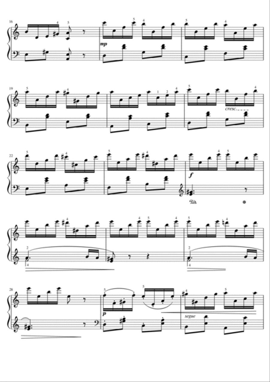 Jean Sibelius - Etude - op. 76 no.2 - Original With Fingered Piano Method scores gallery preview page 2