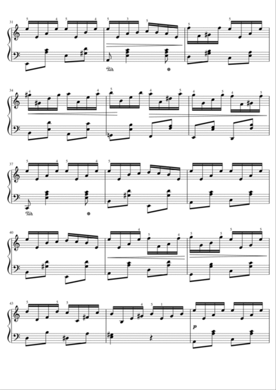 Jean Sibelius - Etude - op. 76 no.2 - Original With Fingered Piano Method scores gallery preview page 3