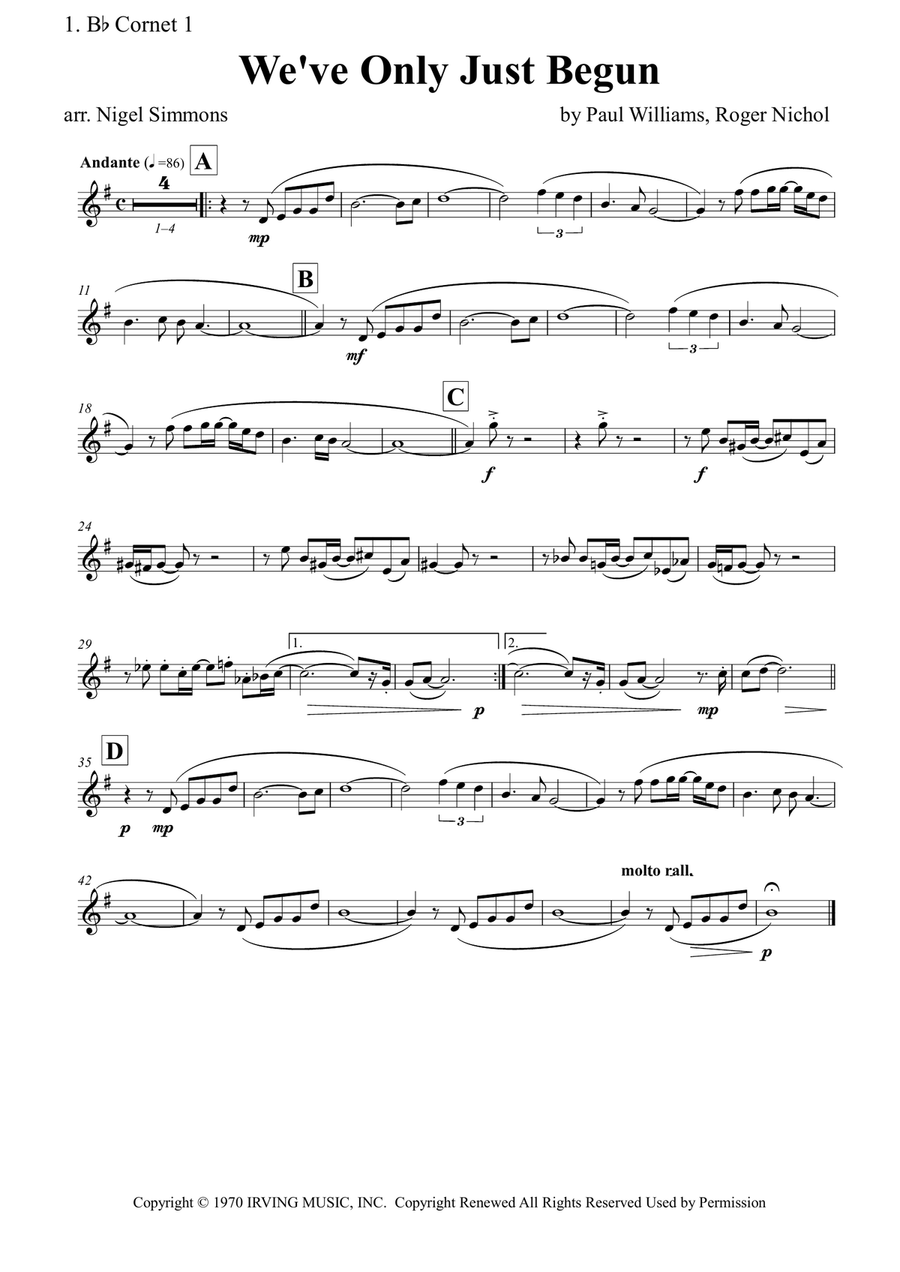 We've Only Just Begun Brass Ensemble scores gallery preview page 5