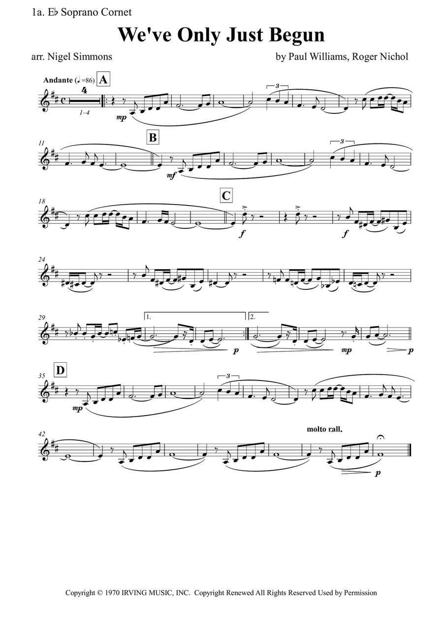 We've Only Just Begun Brass Ensemble scores gallery preview page 6