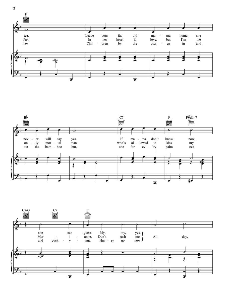 Marianne (All Day, All Night, Marianne) Piano, Vocal, Guitar scores gallery preview page 2