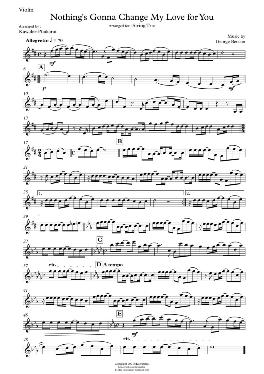 George Benson : Nothing's Gonna Change my Love for You - for String Trio String Trio scores gallery preview page 1