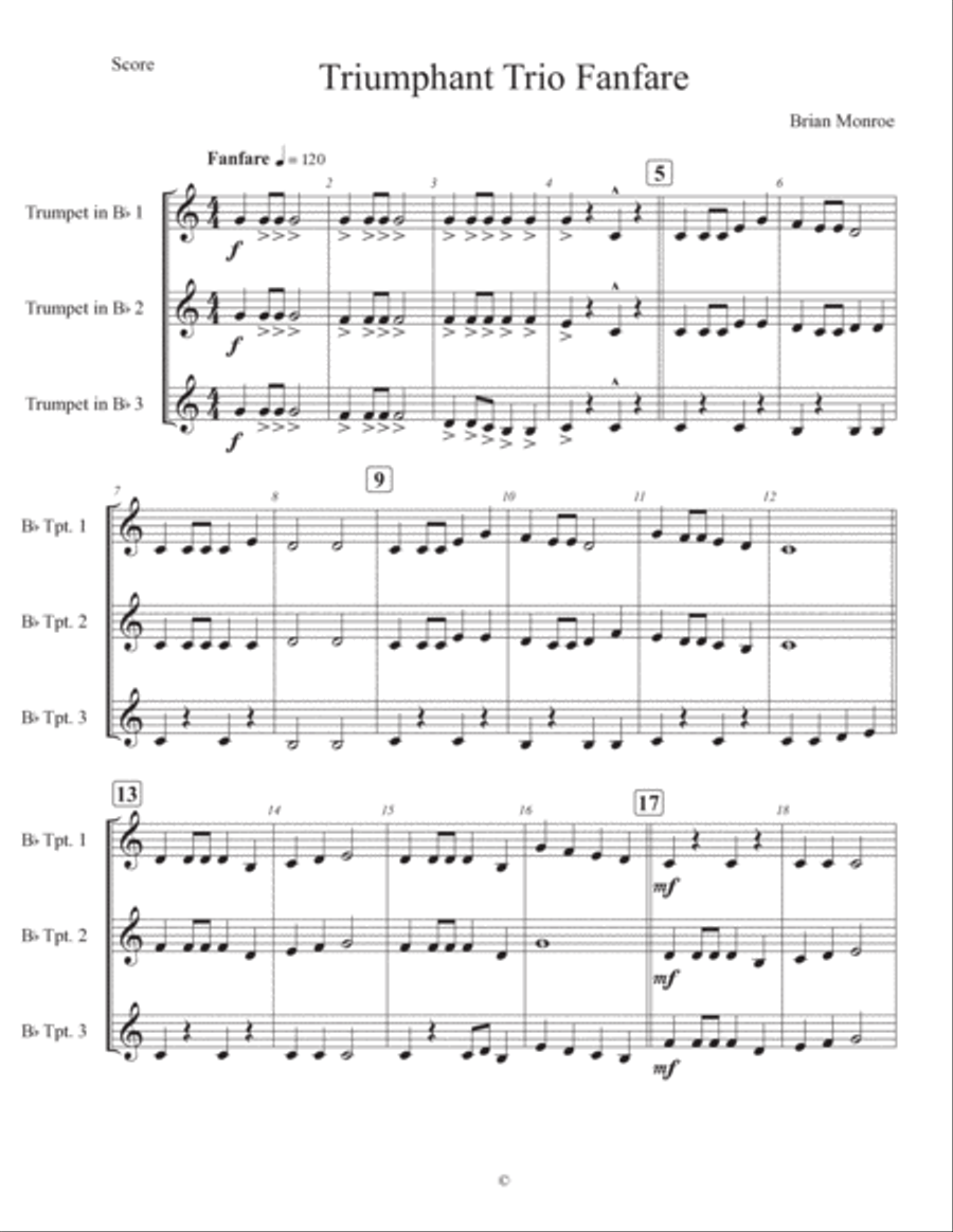 Triumphant Trumpets Trio Fanfare Trumpet Trio scores gallery preview page 2