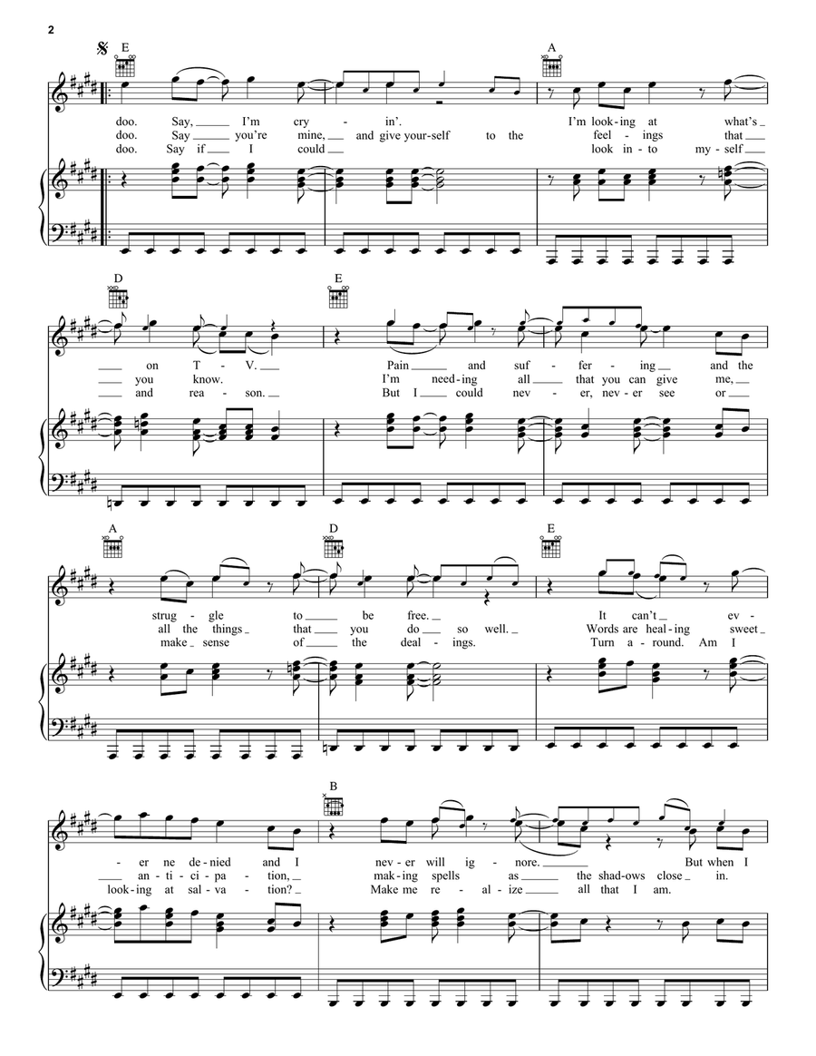 Disappear Disappear Piano, Vocal, Guitar scores gallery preview page 2