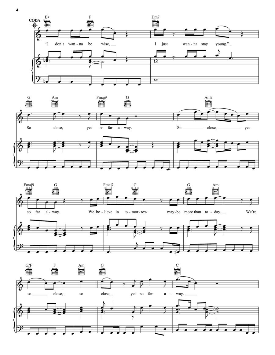 So Close So Close Piano, Vocal, Guitar scores gallery preview page 4