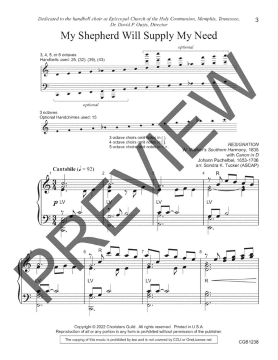 My Shepherd Will Supply My Need Handbell Choir scores gallery preview page 2