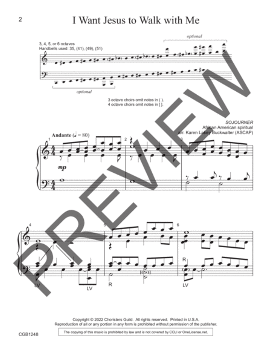 I Want Jesus to Walk with Me 6-Octaves scores gallery preview page 2