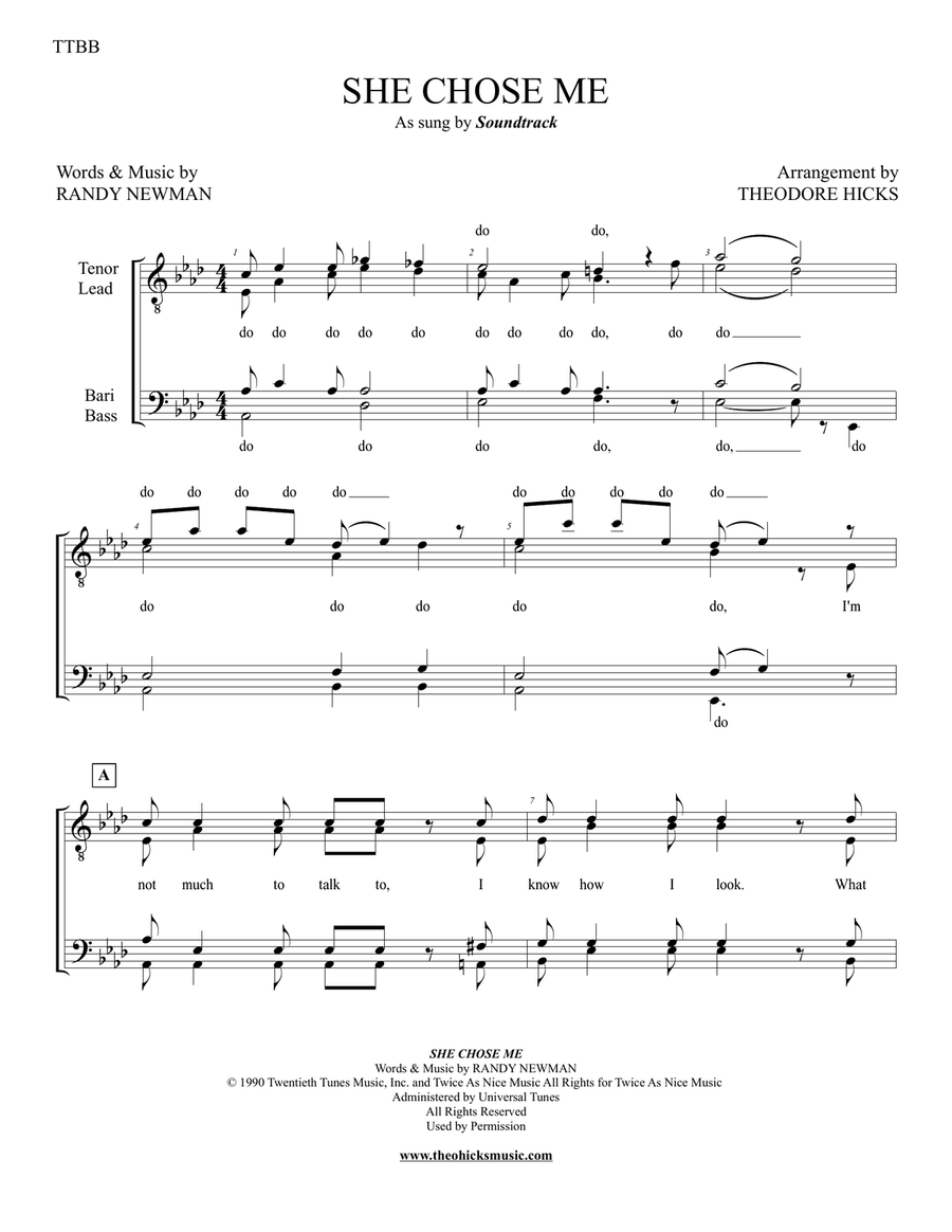 She Chose Me TTBB scores gallery preview page 2