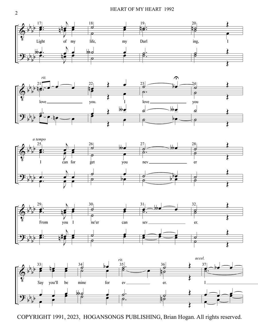HEART OF MY HEART 1992 HEART OF MY HEART 1992 TTBB scores gallery preview page 2