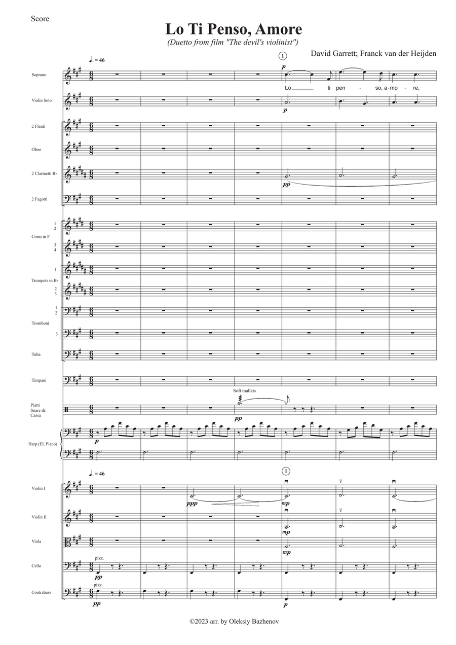 Lo Ti Penso Amore (Score and Parts) Full Orchestra scores gallery preview page 2
