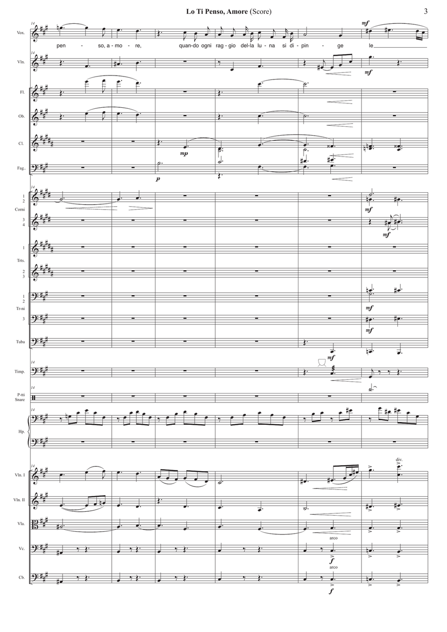 Lo Ti Penso Amore (Score and Parts) Full Orchestra scores gallery preview page 4