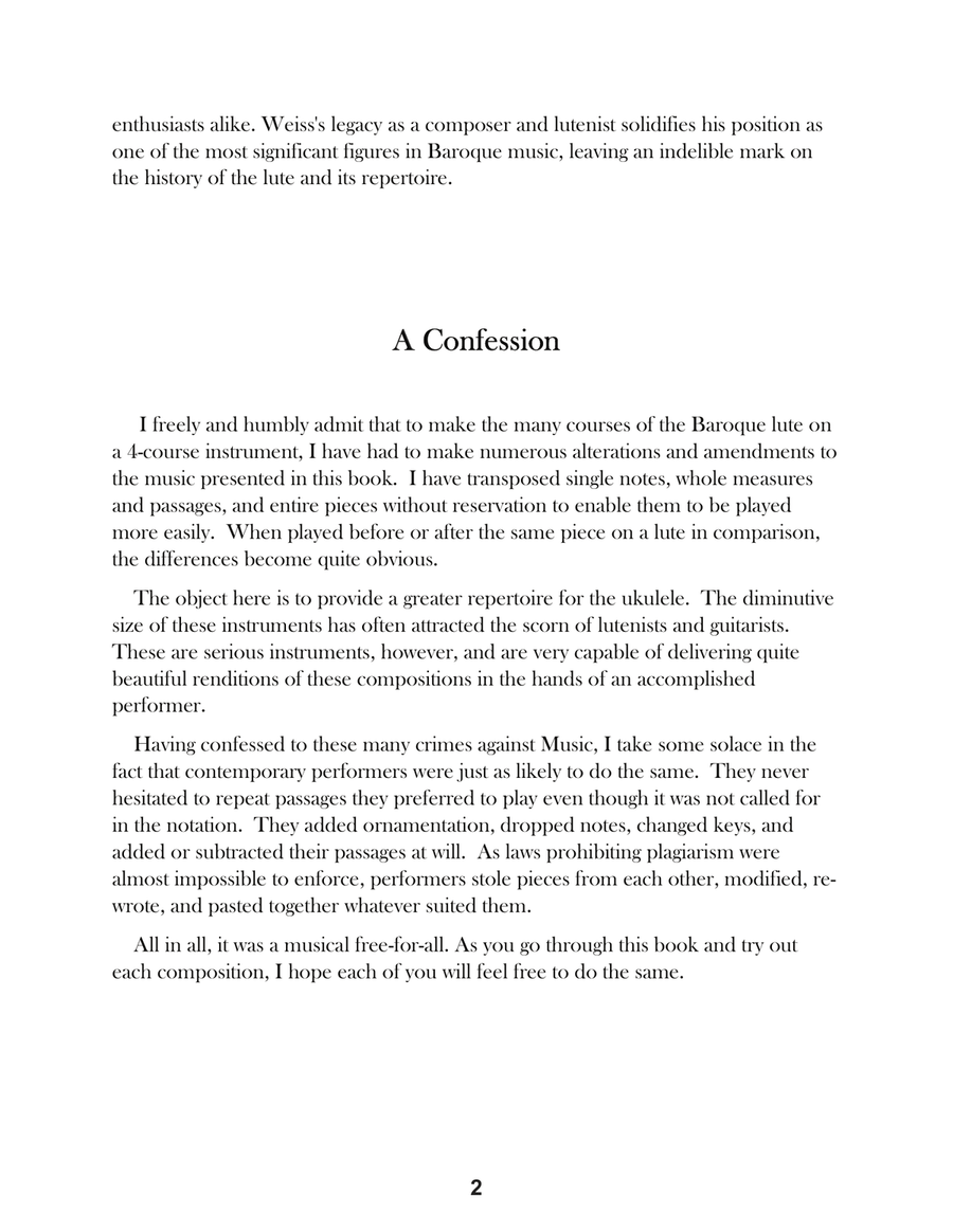 Sylvius Leopold Weiss: 4 More Baroque Sonatas Arranged For Baritone Ukulele Baritone Ukulele scores gallery preview page 4