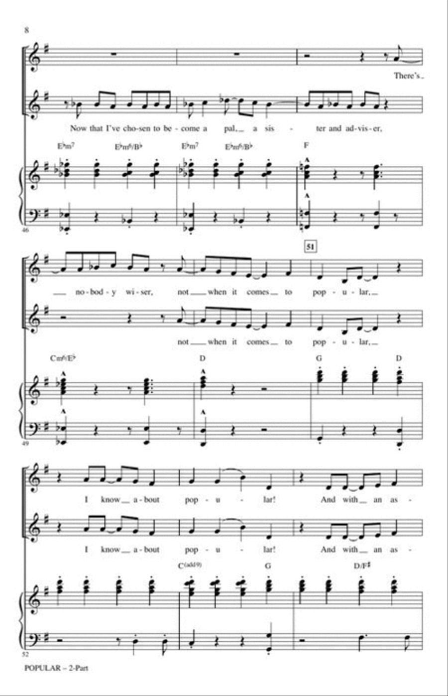 Popular (from the Broadway Musical “Wicked”) 2-Part scores gallery preview page 5