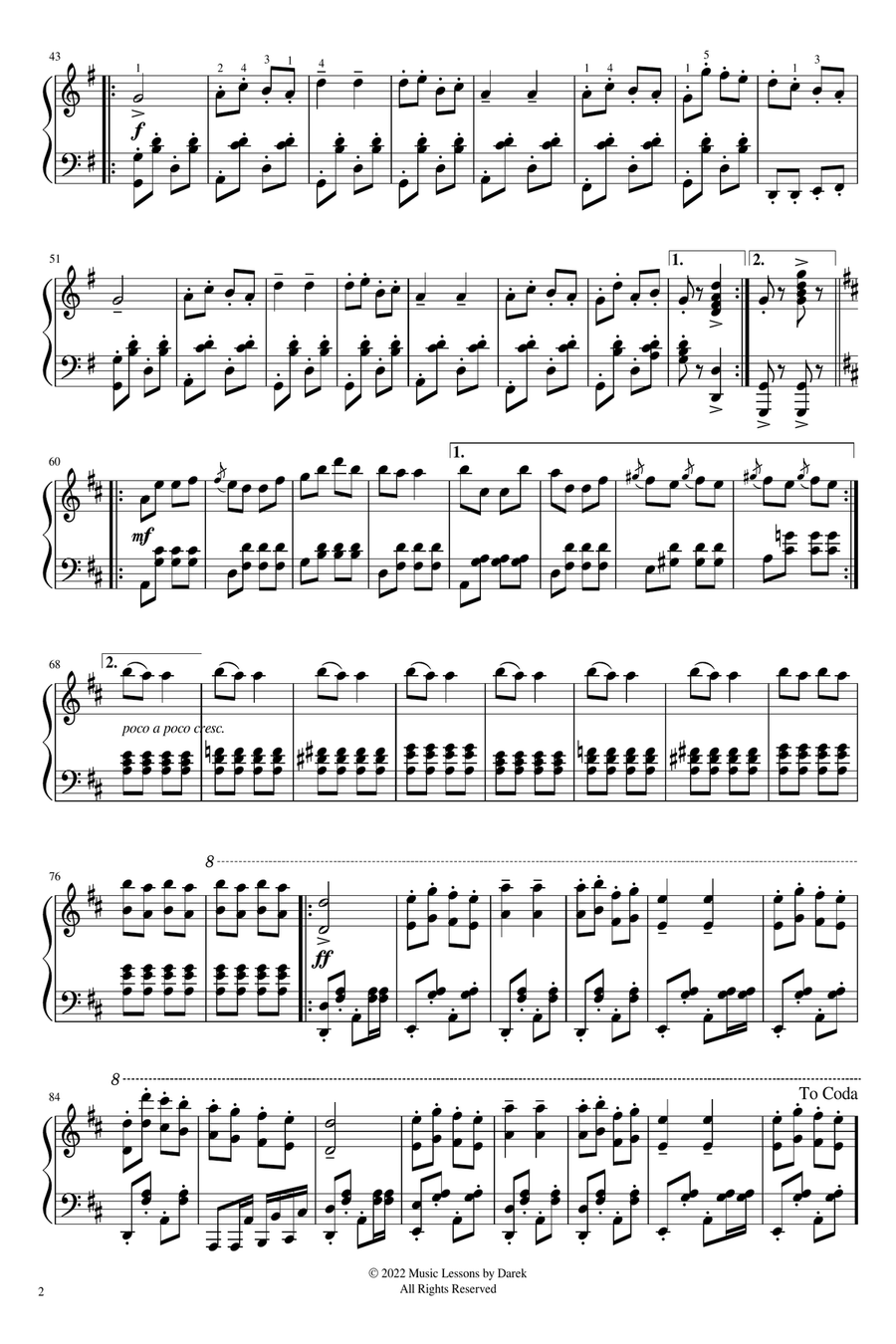 Galop Infernal (Can-can) (HARD PIANO) Orpheus in the Underworld [Jacques Offenbach] Piano Solo scores gallery preview page 2