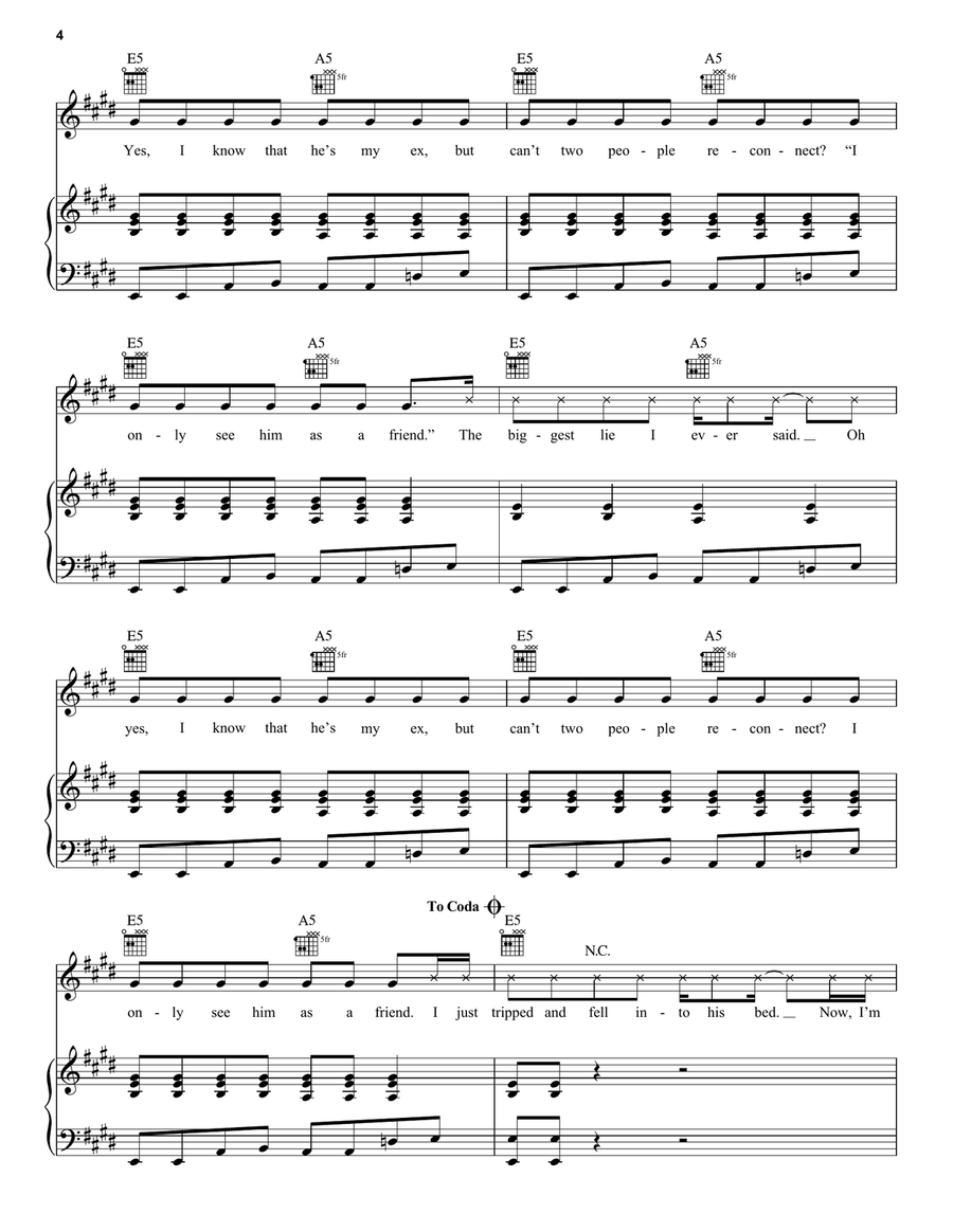 bad idea right? bad idea right? Piano, Vocal, Guitar scores gallery preview page 4
