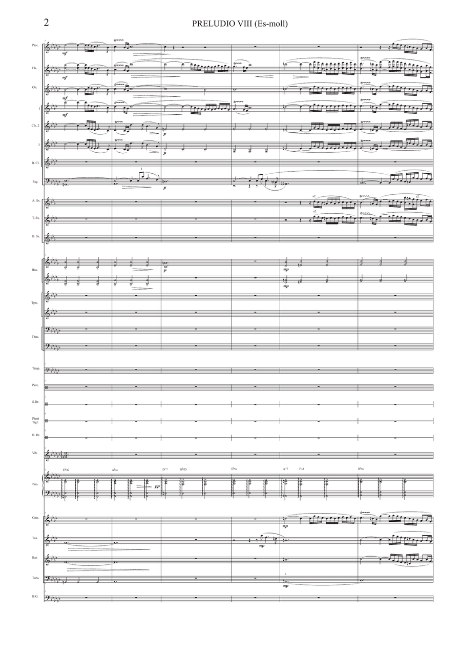 PRELUDIO VIII (Es-moll) from well temperated klavir (Score and Parts) Concert Band scores gallery preview page 2