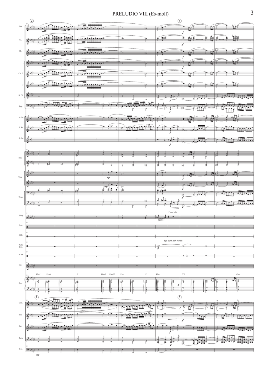 PRELUDIO VIII (Es-moll) from well temperated klavir (Score and Parts) Concert Band scores gallery preview page 3