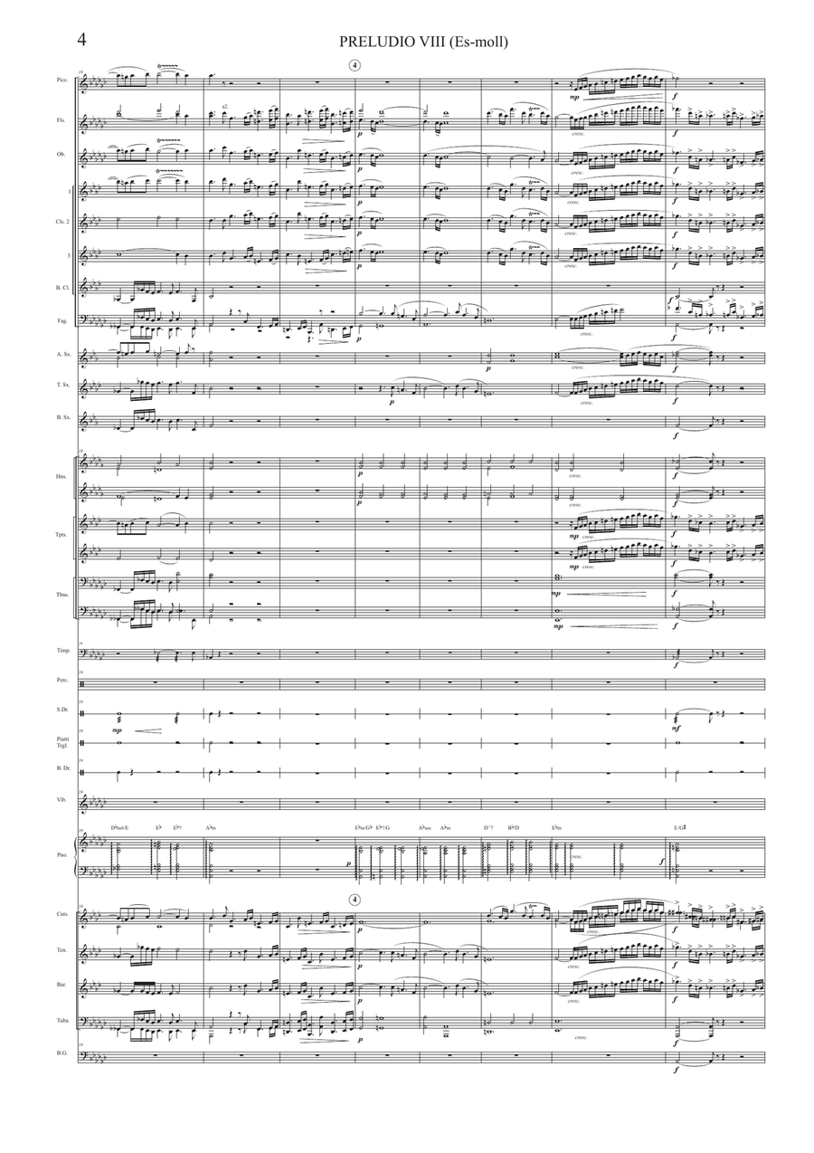 PRELUDIO VIII (Es-moll) from well temperated klavir (Score and Parts) Concert Band scores gallery preview page 4