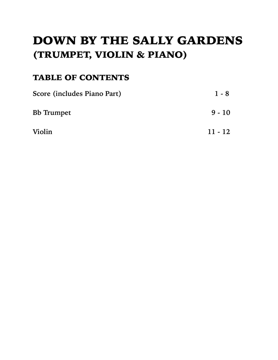 Down By the Sally Gardens (Trio for Trumpet, Violin and Piano) Small Ensemble scores gallery preview page 4