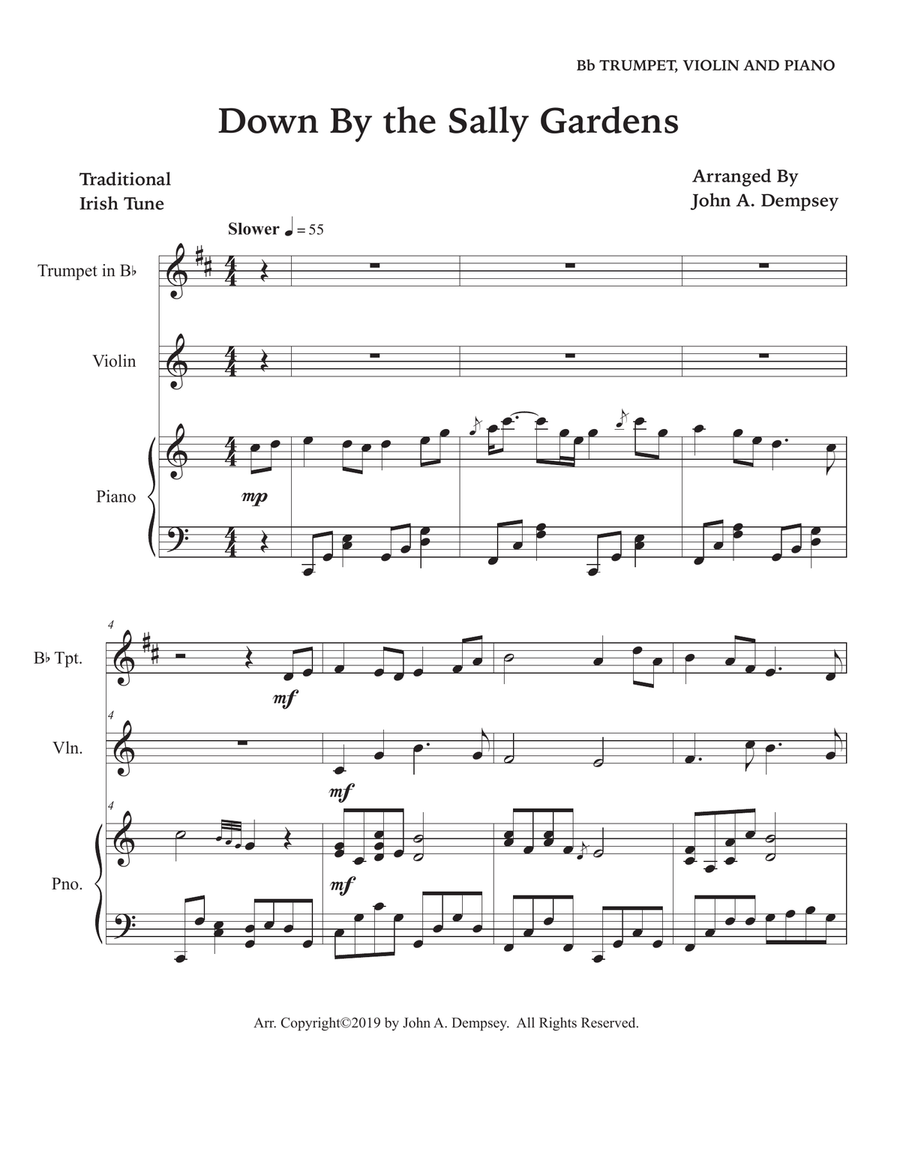 Down By the Sally Gardens (Trio for Trumpet, Violin and Piano) Small Ensemble scores gallery preview page 5