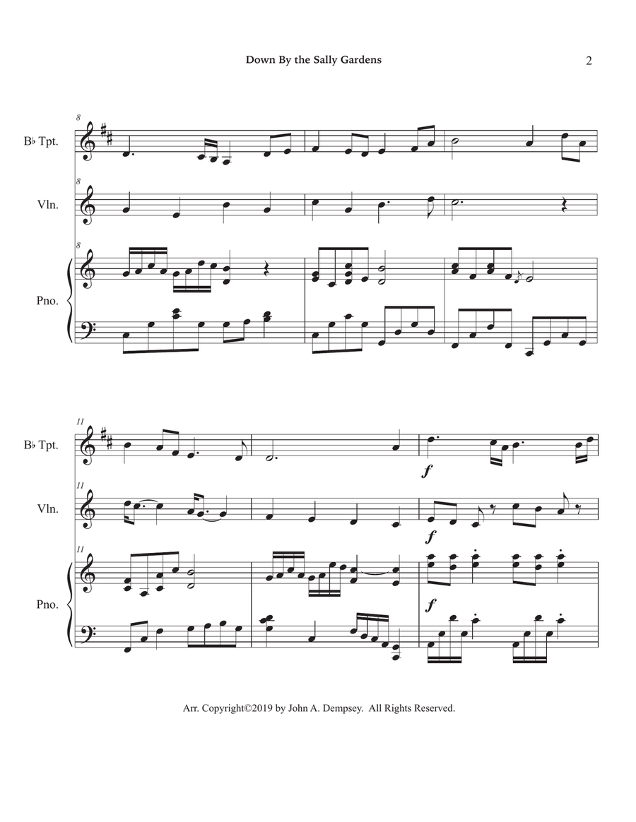 Down By the Sally Gardens (Trio for Trumpet, Violin and Piano) Small Ensemble scores gallery preview page 6