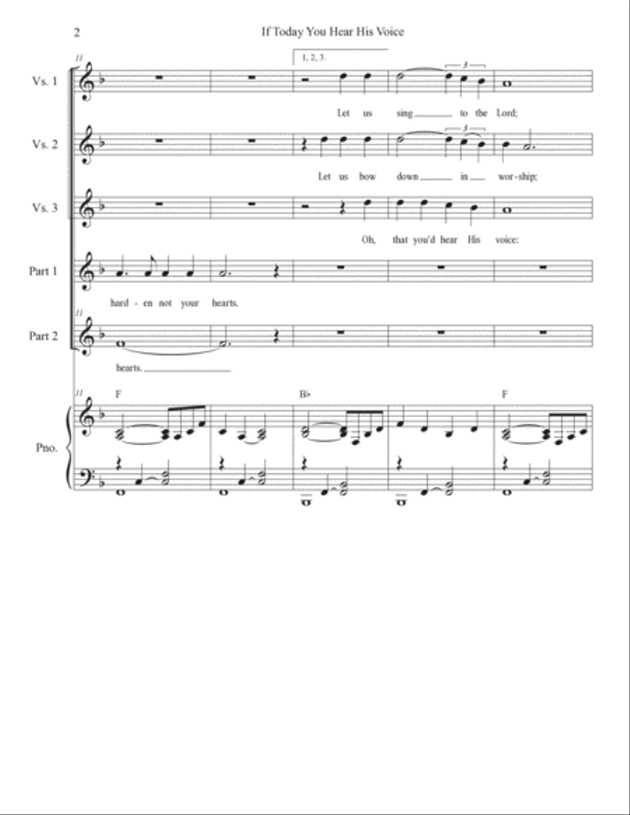 If Today You Hear His Voice (2-part choir) 2-Part scores gallery preview page 2
