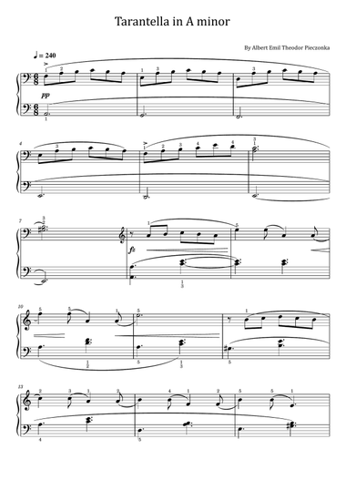 Pieczonka - Tarantella in A minor - Original For Piano Solo With Fingered