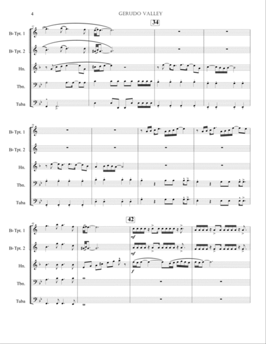 Gerudo Valley Brass Quintet scores gallery preview page 5