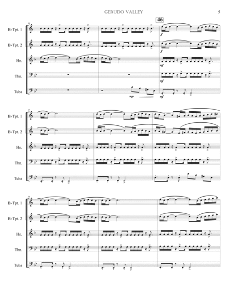 Gerudo Valley Brass Quintet scores gallery preview page 6