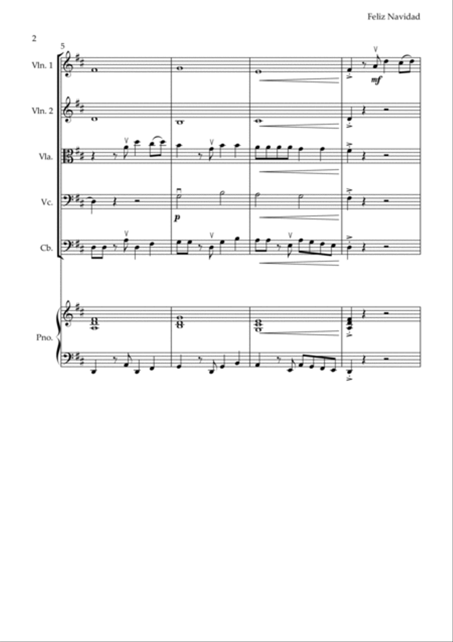 Feliz Navidad String Quintet scores gallery preview page 2