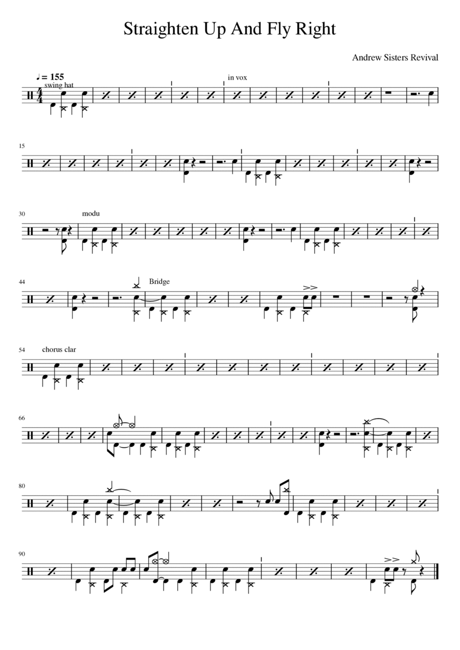 Straighten Up And Fly Right Drum Set scores gallery preview page 1
