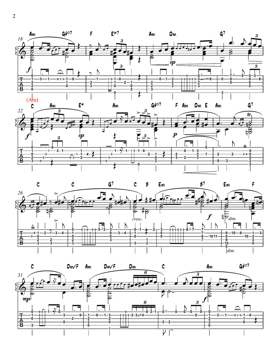 Nocturne Op 37 No 1 (arranged for guitar) Acoustic Guitar scores gallery preview page 2
