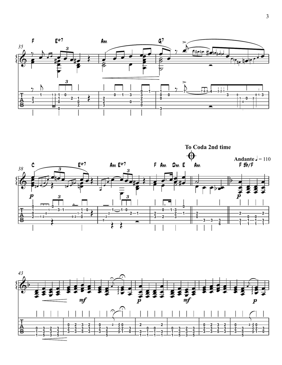 Nocturne Op 37 No 1 (arranged for guitar) Acoustic Guitar scores gallery preview page 3