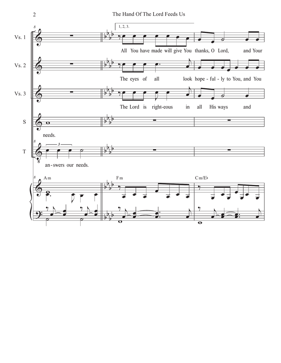 The Hand Of The Lord Feeds Us (Psalm 145) (Duet for Soprano and Tenor solo) Tenor Voice scores gallery preview page 2