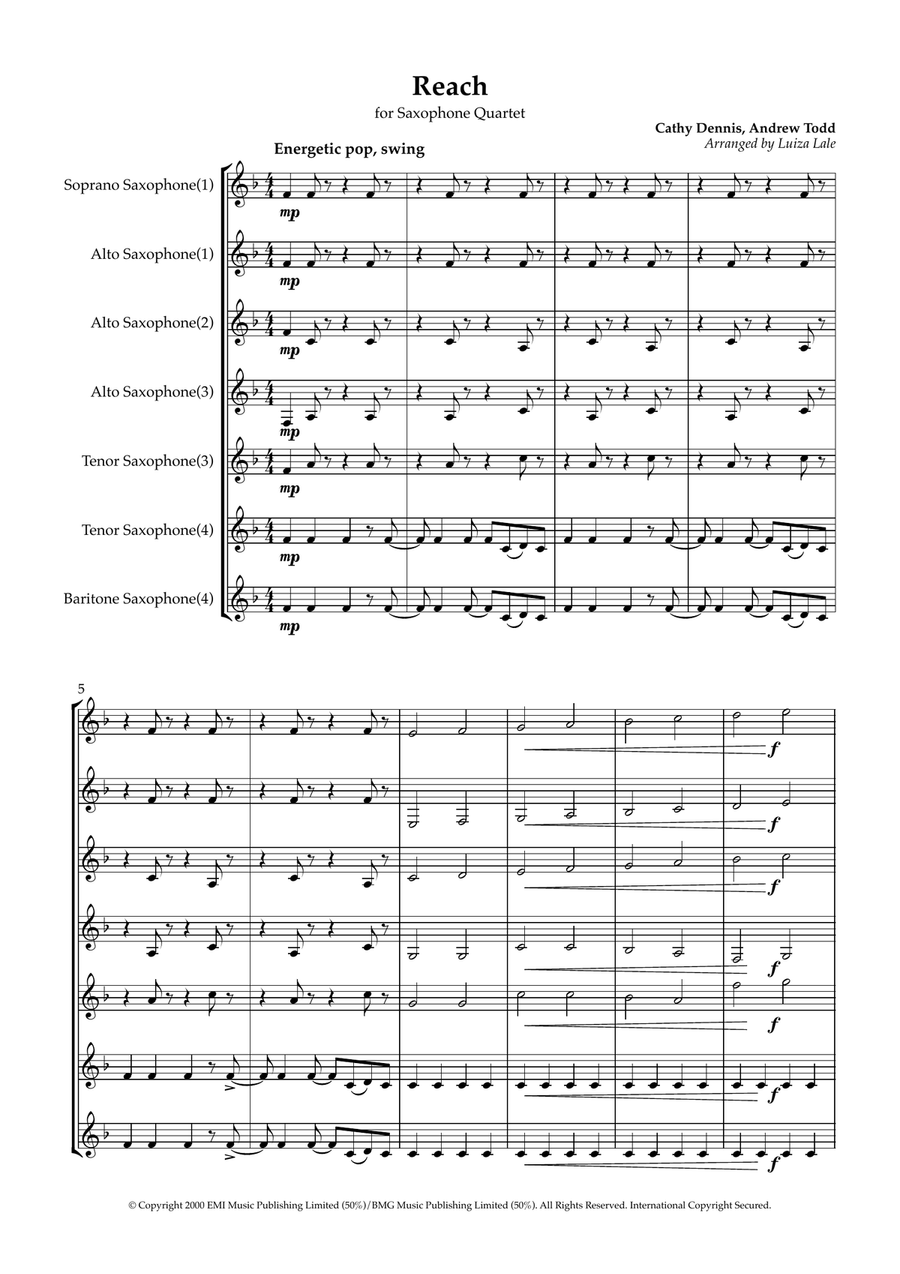 Reach Reach Saxophone Quartet scores gallery preview page 2