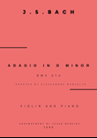 Adagio (BWV 974) - Violin and Piano (Full Score and Parts)