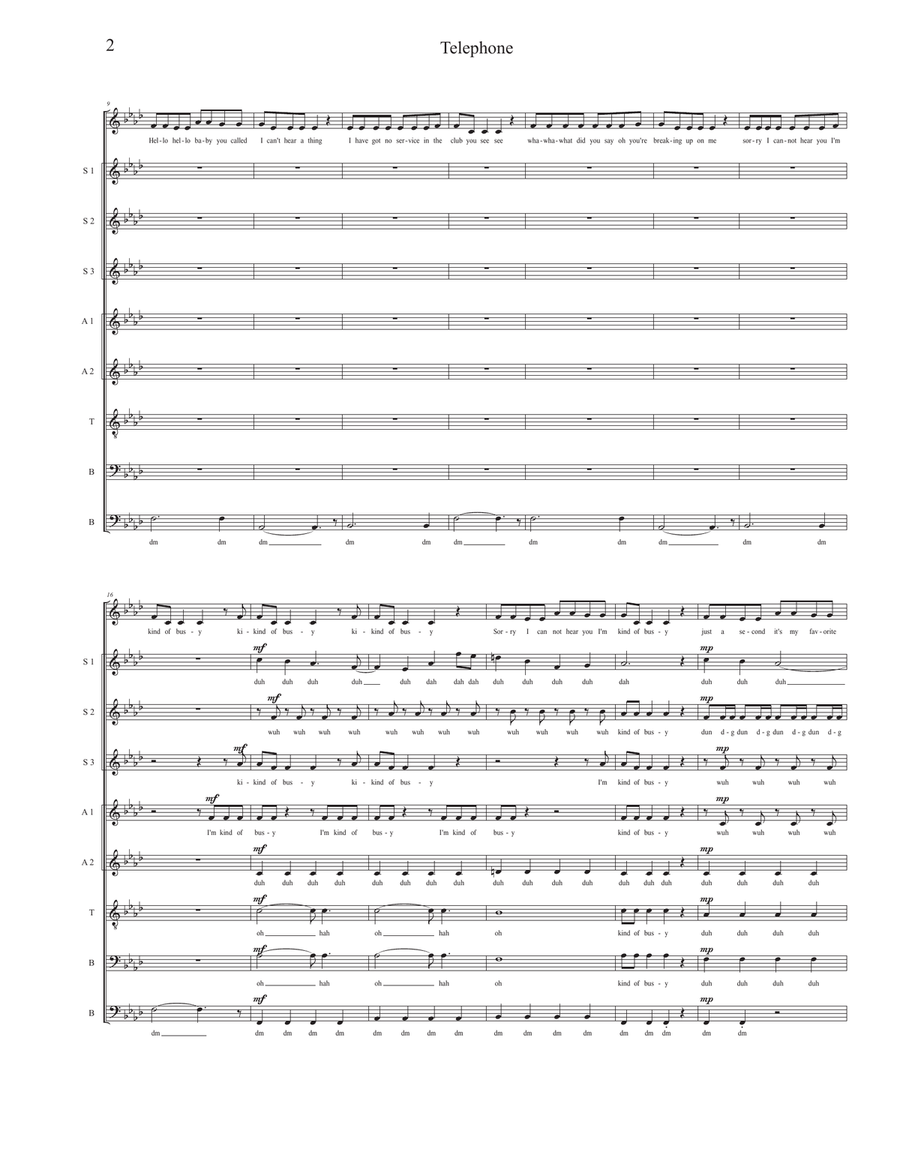 Telephone Telephone Divisi scores gallery preview page 2